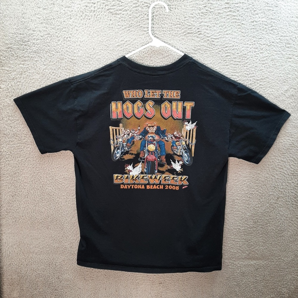 Biker Shirt Adult Large Black Motorcycle Daytona Beach Bike Week Graphic Tee Y2K
